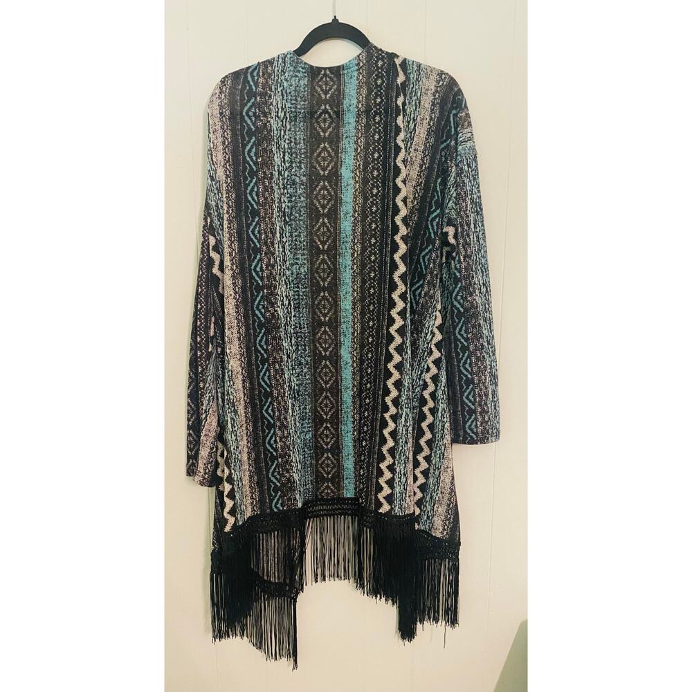 Cato Long Kimono Cardigan Long Sleeve Fringe Vest 22/24 Festival Vacation Resort - Picture 2 of 7